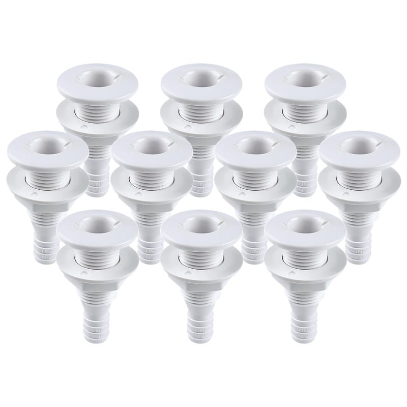 SEAFLO â…â€ Thru Hull Fitting Marine Boat, Polypropylene, Plastic Drain Overflow Connector, Corrosion Resistant Saltwater Safe, Transom Mount, Bilge Port Deck Outlet, 4-Year Warranty (White, 1-Pack) - Image 1